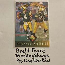 Brett Favre QB Sterling Sharpe WR Pro Line Live Card. 
