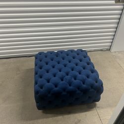 Navy Blue Tufted Ottoman