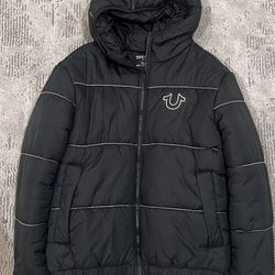 True Religion Men’s Big T Black Puffer Jacket