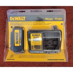 DEWALT DCB200C 20V MAX Lithium Ion 3.0Ah Battery & DC 115 Charger Kit 