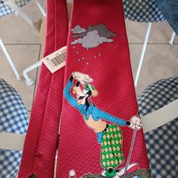 Vintage 90s Golfing Goofy Tie New With Tags 