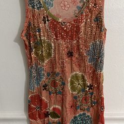 Sparkle & Fade Tank Top Multi Colors Sleeveless Top Sequin Size M