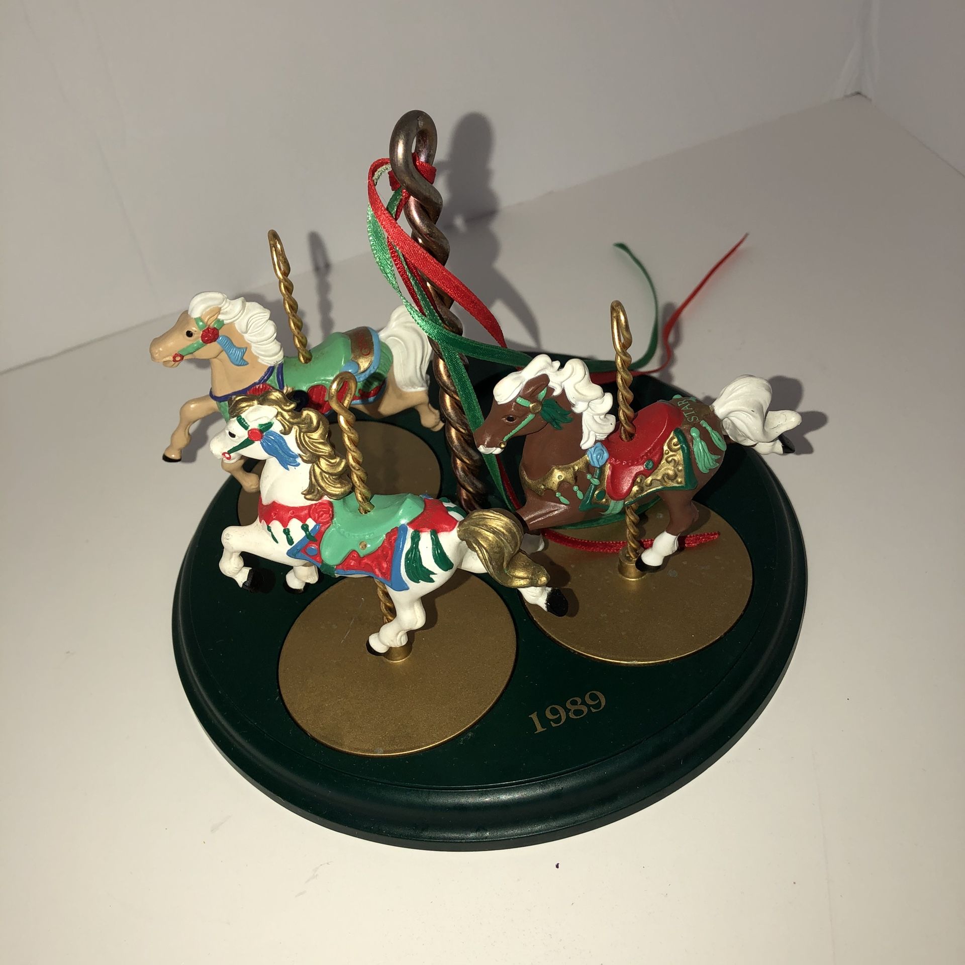 Vintage 1989 3 Mini Carousel Horses Figurines
