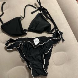 Wild Fable Black & White Bow Coquette Bikini Set (XS)