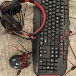 Keyboard Mouse & Headphones For Desktop Computer 