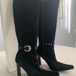 Like New Charles David Blk Suede Boots - Size 6
