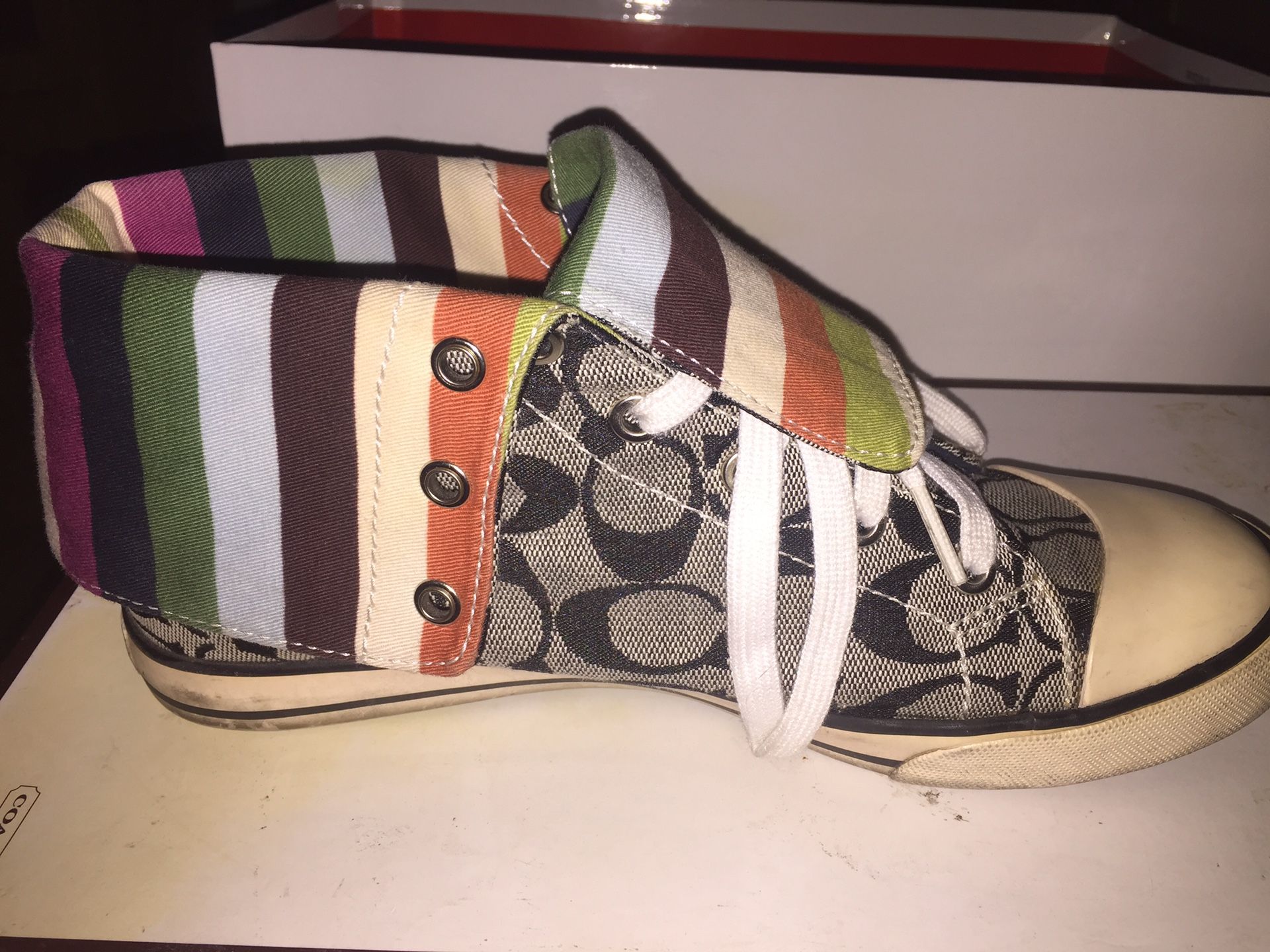 Coach Tennis shoes high tops. Size 8.5 in very good condition. $60.00.