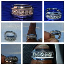 Size 10 1/2 White Gold 5 Diamonds