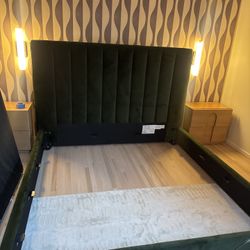 King green Velvet Bed Frame - Beauty!  