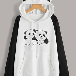 New,Panda Print Sweatshirt, Size XL