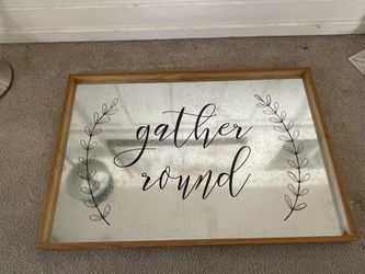 Like New 36” long x 24.5” high wall decor. Super cute. Has silver background  with black lettering. Almost is like a mirrored background 