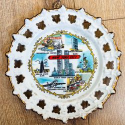 NYC Gold Trim Vintage Korean Decorative Plate 