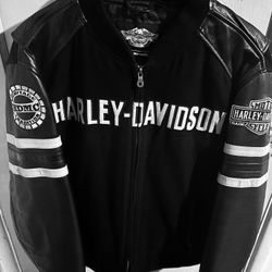 Harley Davidson Heritage Tradition Leather Motorcycle Jacket Men's Large Varsity