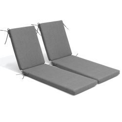 23 in. x 80 in. Outdoor Chaise Lounge Cushions Patio Lounge Chair Cushion in Light Gray (2-Pack)