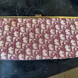 Vintage Christian Dior 80s Red Trotter Monogram Clutch Bag