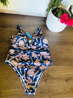 Floral One-Piece Swimsuit with Tags
