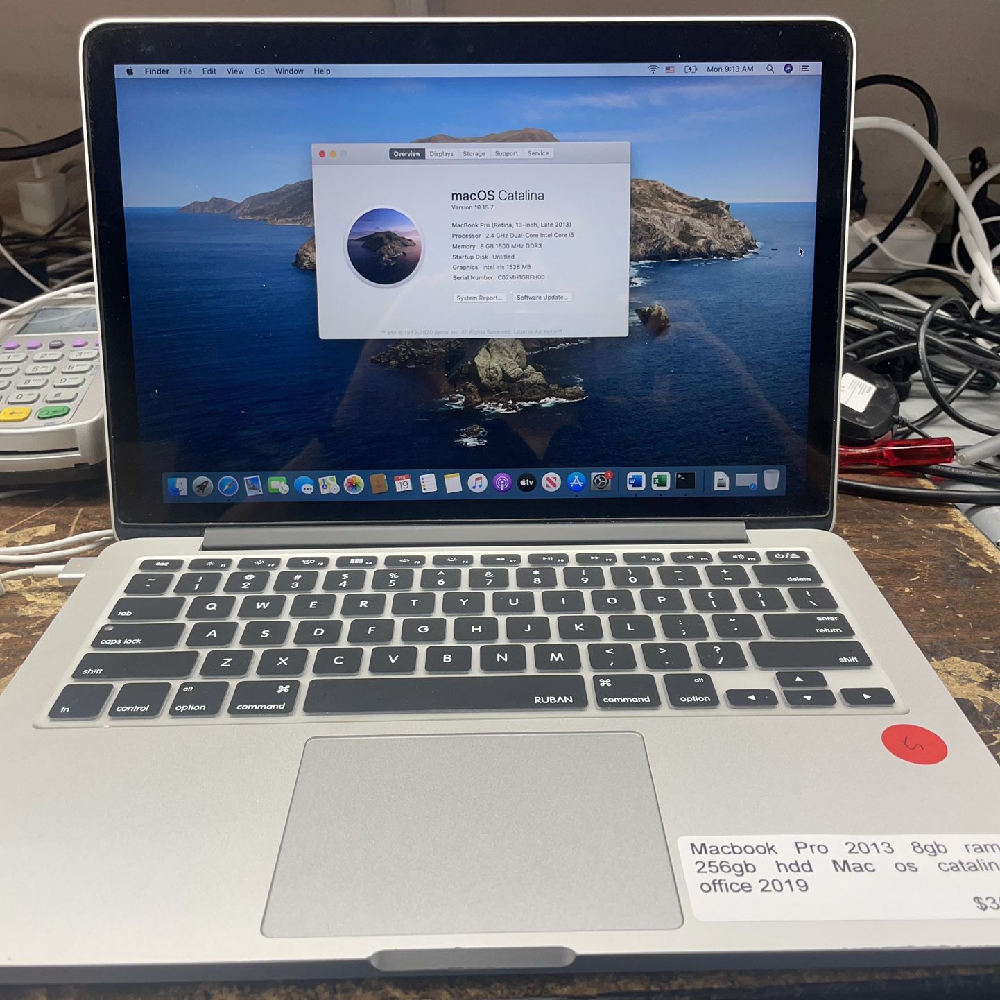 macbook pro 2013 8 gb ram 256gb hdd mac os catalina office 2019