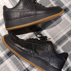 Black Croc Low Top Air Force Ones