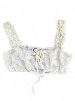 Cream Lace Ruffle Crop Top M