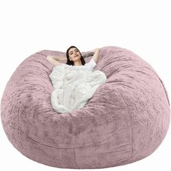 Bean Bag Sofa Cover (Skin Pink, 7FT(D180*H90cm) ONLY Cover)