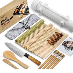 ISSEVE Sushi Making Kit/Sushi Bazooka Maker with Bamboo Mats and Chopsticks