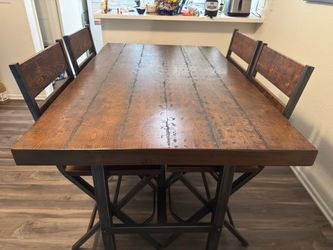 Ashley Brand Industrial Rustic Counter Height Dining Table with 4 Chairs