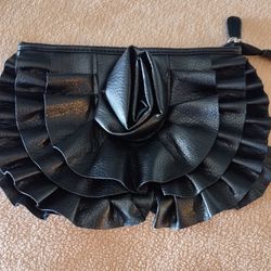 Black Purse/Clutch Genuine Faux Leather Never Used