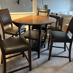 Bar height dining table & 4 chairs