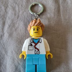 Lego Male Doctor Minifigure Iconic Key Light Keyring Keychain Flashlight 