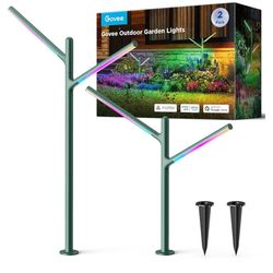 ovee Outdoor Garden Lights 2 Pack, RGBWWIC LED for Garden Decor, 16 Million Colors with 64 Scenes, IP66 Waterproof, Outdoor Smart Lights Work with Ale