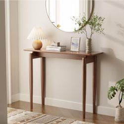 Wood Console Table Walnut Entryway Table, Thin Console Table, Sofa Tables for Living Room (39.4'') Already Assembled 