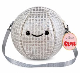 FAO Schwarz Cliqs Silver Disco Ball Smiley Face Crossbody Purse Bag NWT