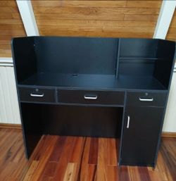 Black Salon / Reception Desk w/ Cash Register Drawer - Pre-Assembled