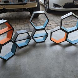 Set of hexagon shelves
