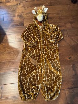Giraffe Halloween Costume Jumpsuit with Hood Size Kids Large.