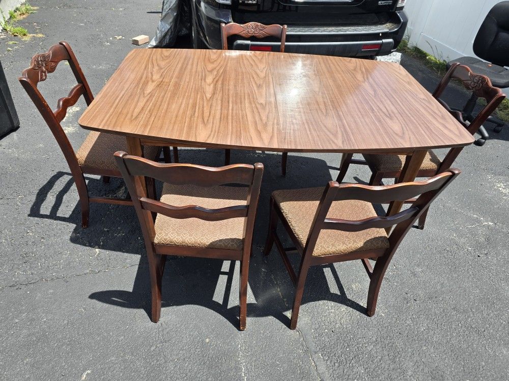 Brown kitchen/dining table 5 chairs wood