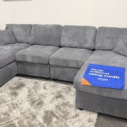 🇺🇸 Gray Corduroy U Shaped Sectional SALE🇺🇸