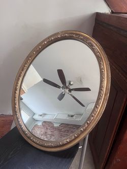 Oval Gold Ornate Framed Wall Mirror