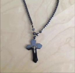 Hematite beads pendant with cross pendant