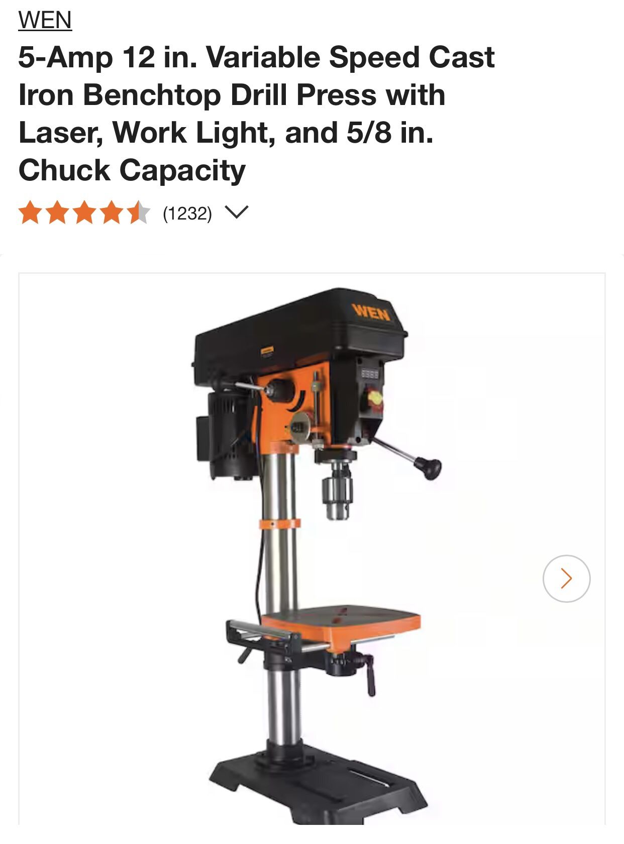 Bench Top 12”” 5 Amp Drill Press New.