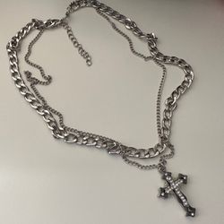 Stainless Steel Cross Necklace Men Women Unisex Chain Choker Religious Christian