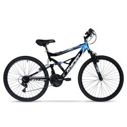 Hyper Bicycles Men's 26" Shocker Mountain Bike, Black/Blue