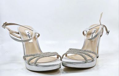 Nina Women's Size 9M Strappy Sandal Heels Silver