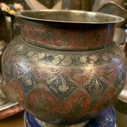  Brass Hand colored Decorated Vase