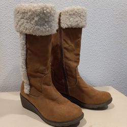 Tan Wedge Women Boots