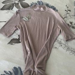 Light Brown Blouse Paired With Cute Feathered Earrings