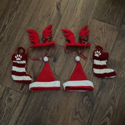Dog Santa Hat, Stocking And Reindeer Hats