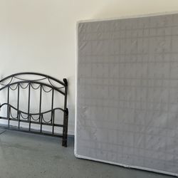 Queen Size Box Spring & Bed Frame With Head Board & Foot Board