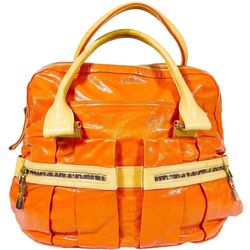 See by Chloé Patent Leather Shoulder Bag Day Tripper Tote Orange Gold Handbag 