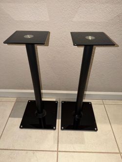 Modern Tempered Glass Speaker Stands 2’ 4" High